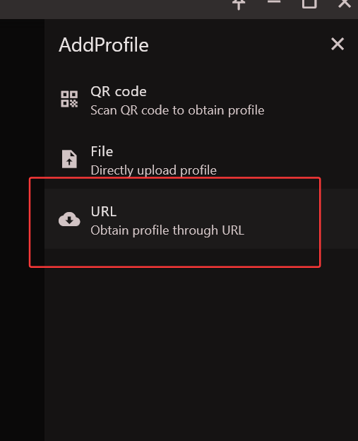 AddProfile 页面选择 URL